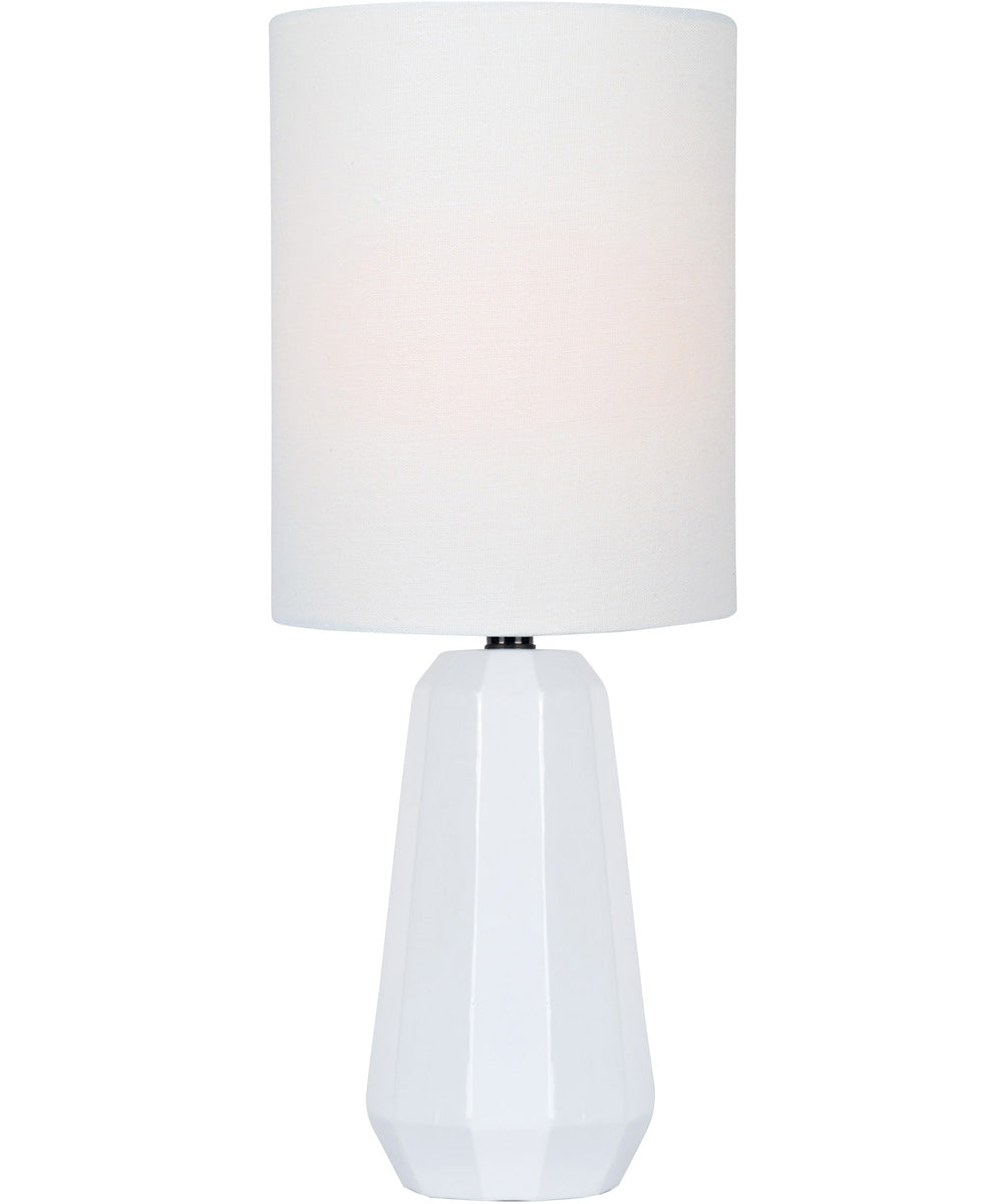 Charna 1-Light Mini Table Lamp White Ceramichrome/ White Linen Shade