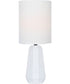 Charna 1-Light Mini Table Lamp White Ceramichrome/ White Linen Shade
