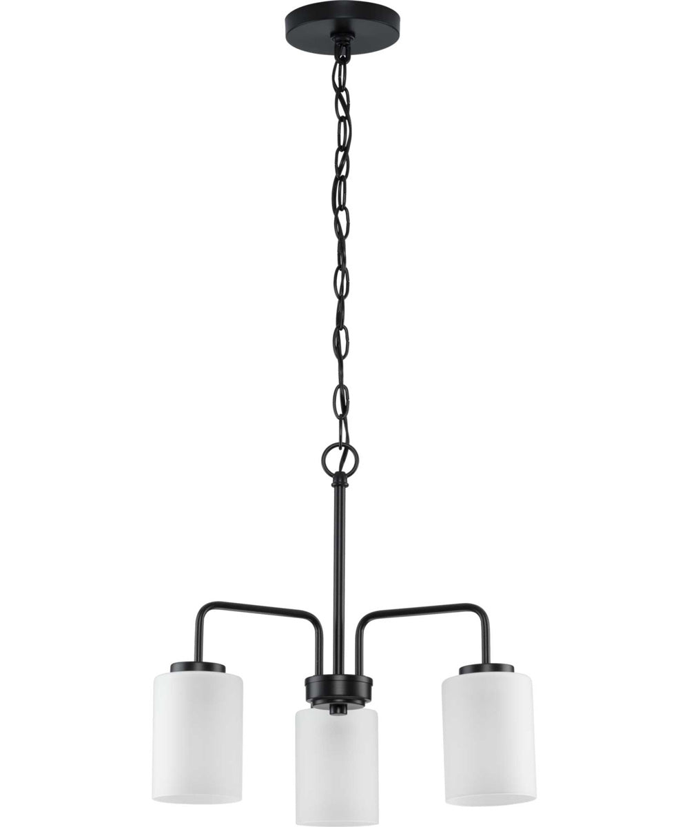 Merry 3-Light Etched Glass Transitional Style Chandelier Light Matte Black