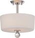 13"W Connie 2-Light Close-to-Ceiling Polished Nickel / Satin White