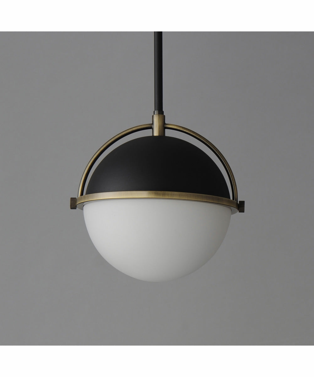 Duke 10 inch Single Pendant Black/Weathered Brass