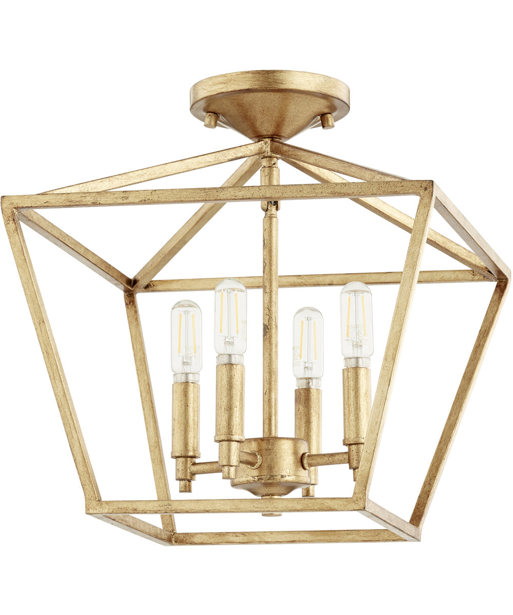13"W Gabriel 4-light Dual Mount Light Fixture Gold Leaf