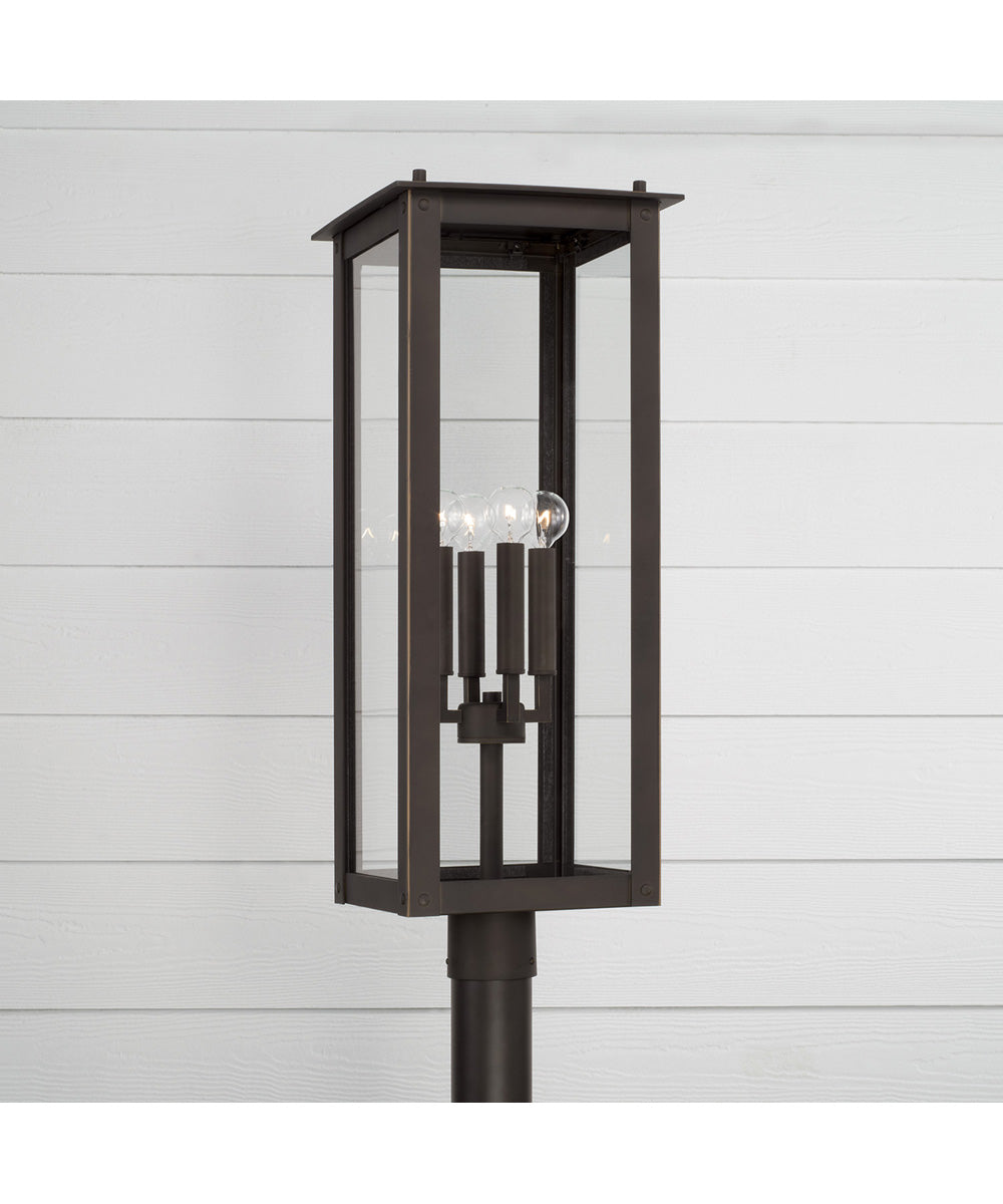 Hunt 4-Light Outdoor Post-Lantern Rain or Shine - Oiled Bronze