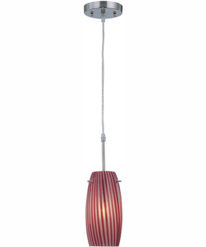 Cassidy 1-Light Pendant Lamp Red Striped Glass Shade