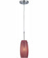 Cassidy 1-Light Pendant Lamp Red Striped Glass Shade