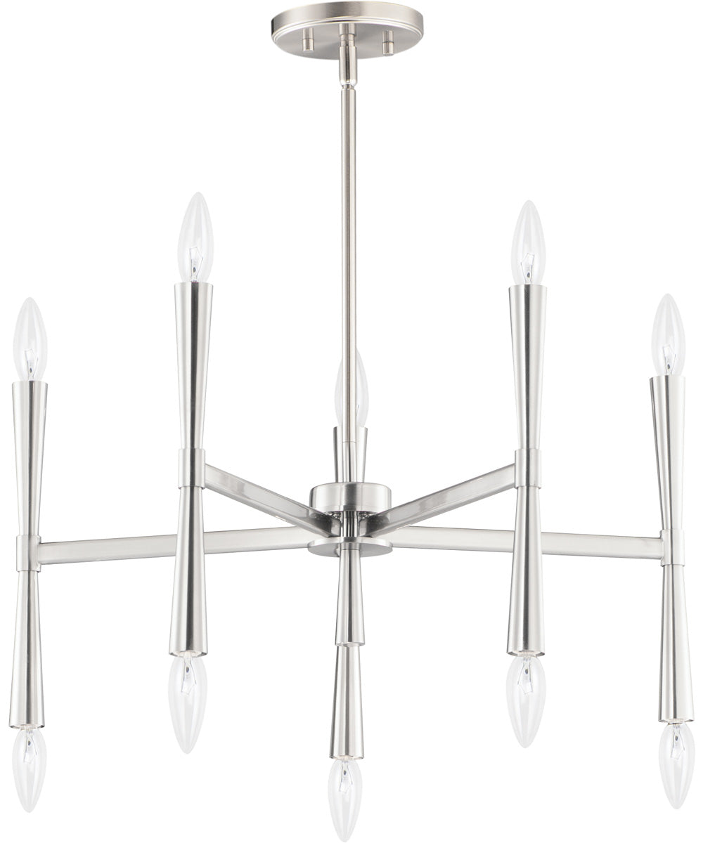 Rome 10-Light Chandelier Satin Nickel