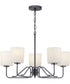 Tobin 5-Light Etched White Glass Modern Chandelier Light Matte Black