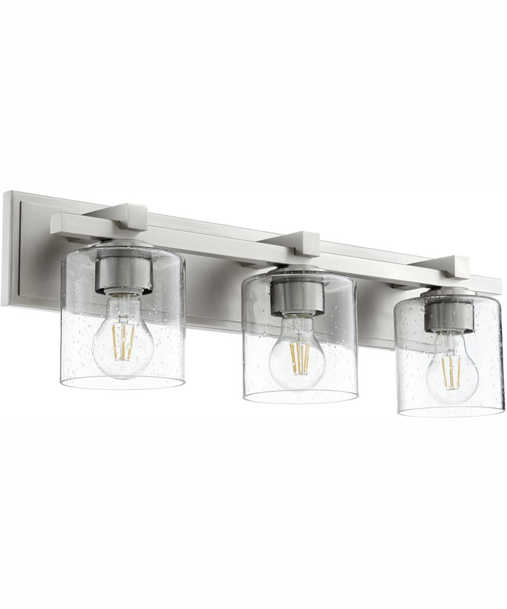 3-light Bath Vanity Light Satin Nickel w/ Clear/Seeded