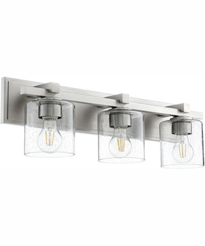 3-light Bath Vanity Light Satin Nickel w/ Clear/Seeded