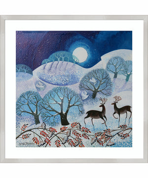 Snowy Land by Lisa Graa Jensen Wood Framed Wall Art Print (25  W x 25  H), Svelte Silver Frame