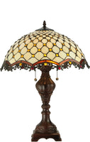 24"H Diamond and Jewel  2-Light Tiffany Table Lamp Mahogany Bronze