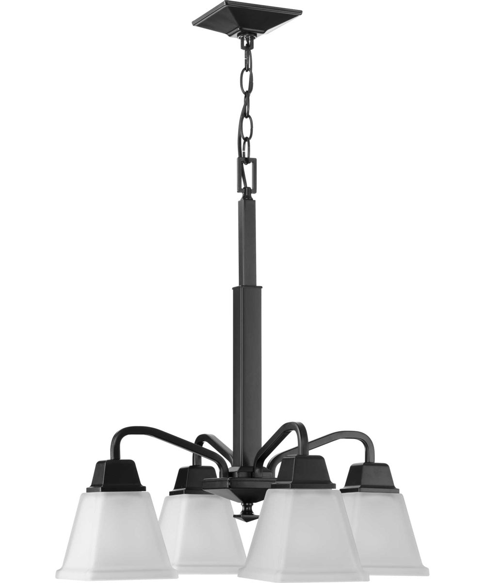 Clifton Heights 4-Light Modern Farmhouse Etched Glass Chandelier Light Matte Black