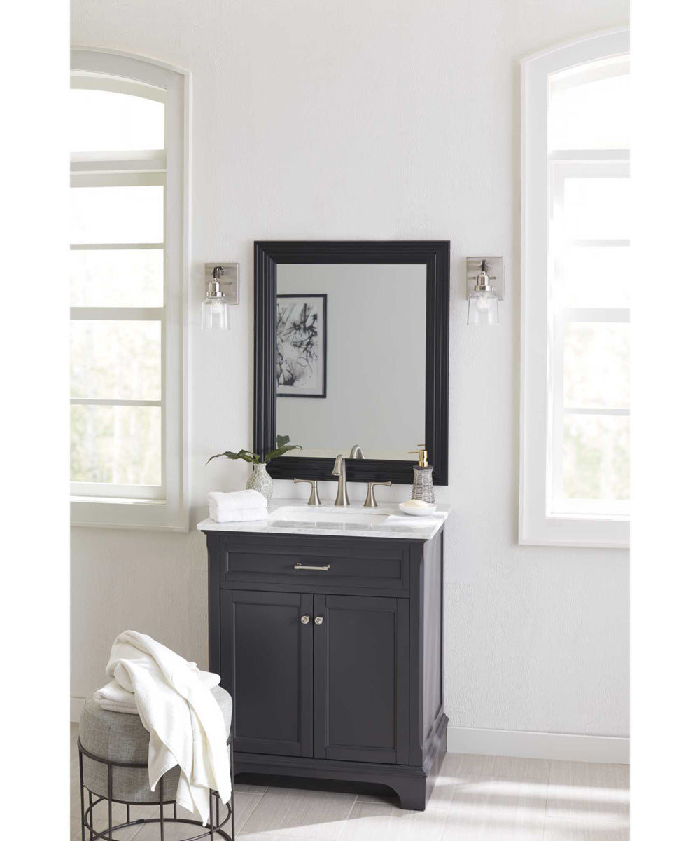 Rushton 1-Light Clear Glass Farmhouse Bath Vanity Light Brushed Nickel