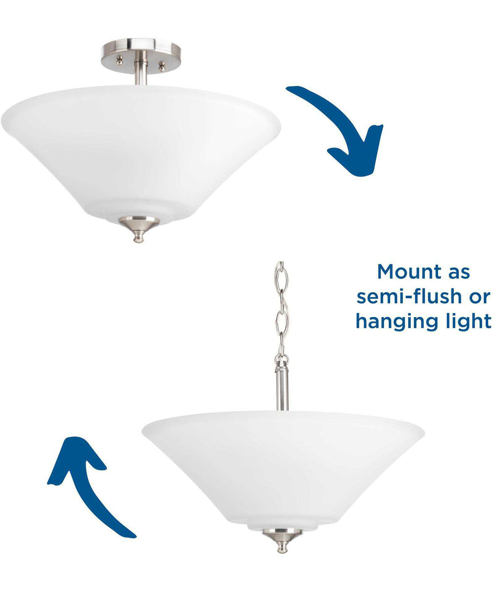 Joy 3-Light 16-5/8" Semi-Flush Convertible Brushed Nickel