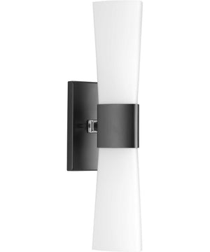 Zura 2-Light Etched Opal Glass Modern Bath Vanity Light Matte Black
