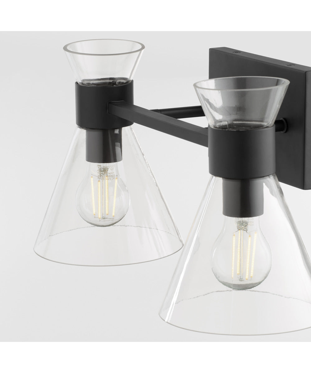 Beldar 2-light Bath Vanity Light Matte Black w/ Clear Glass