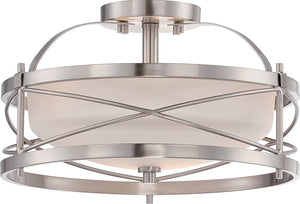 14"W Ginger 2-Light Close-to-Ceiling Brushed Nickel