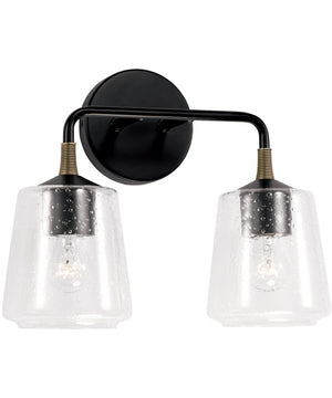 Amara 2-Light Vanity Matte Black with Brass