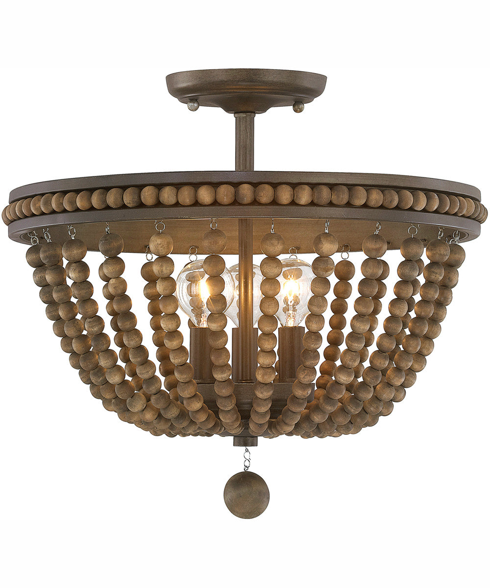 Handley 3-Light Semi-Flush Tobacco