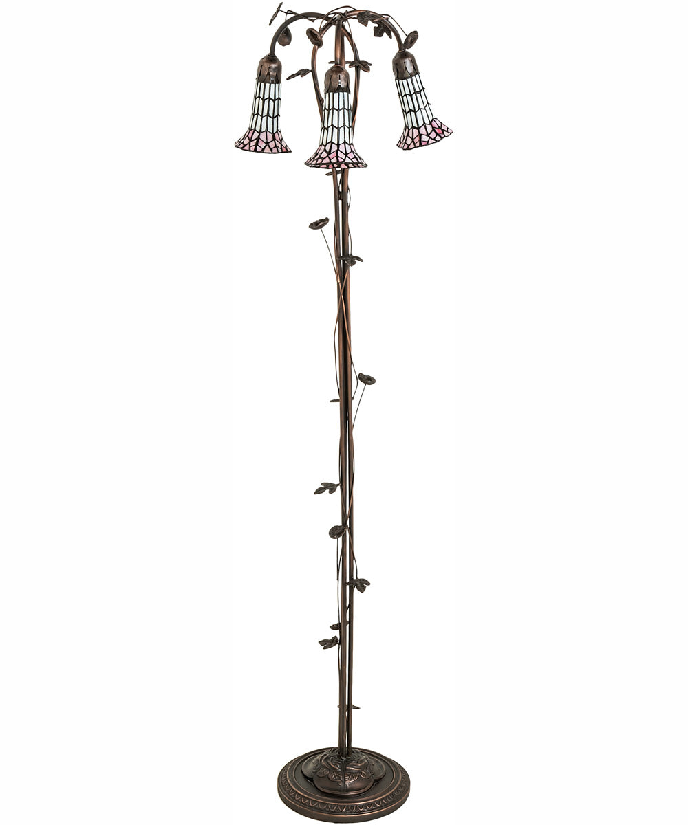 58" High Stained Glass Pond Lily 3 Light Floor Lamp