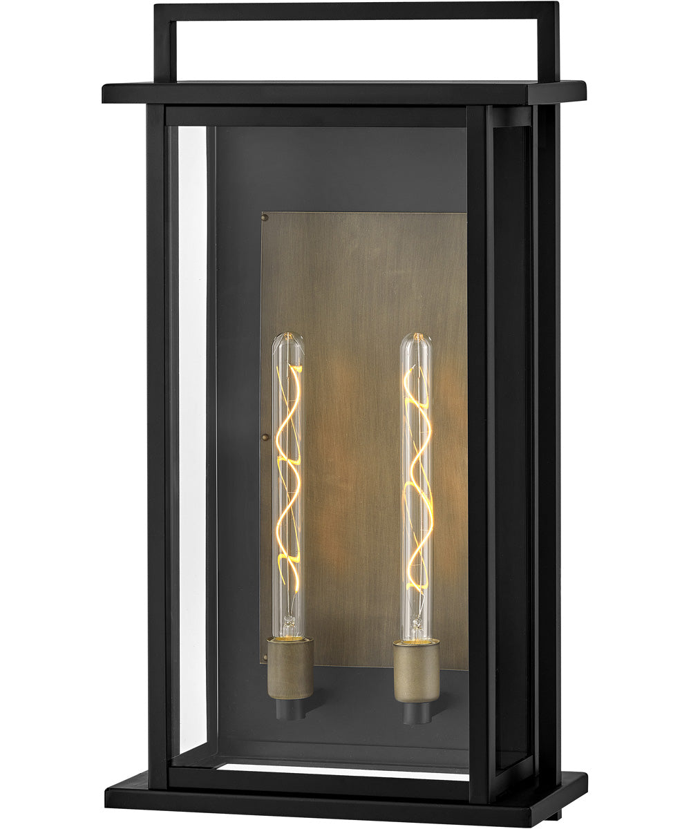 Langston 2-Light Extra Large Outdoor Wall Mount Lantern in Black