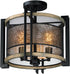 17"W Boundry 3-Light Flush Mount Black / Barn Wood / Antique Brass
