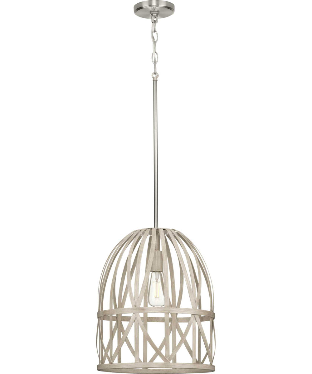 Chastain  1-Light Basket Farmhouse Pendant Light Bleached Oak