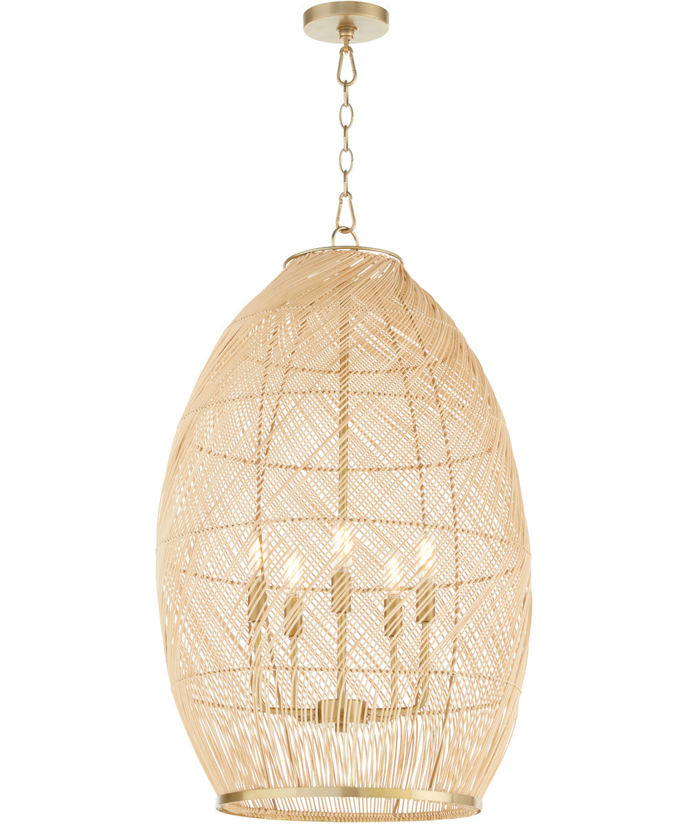 5-light Pendant Aged Brass