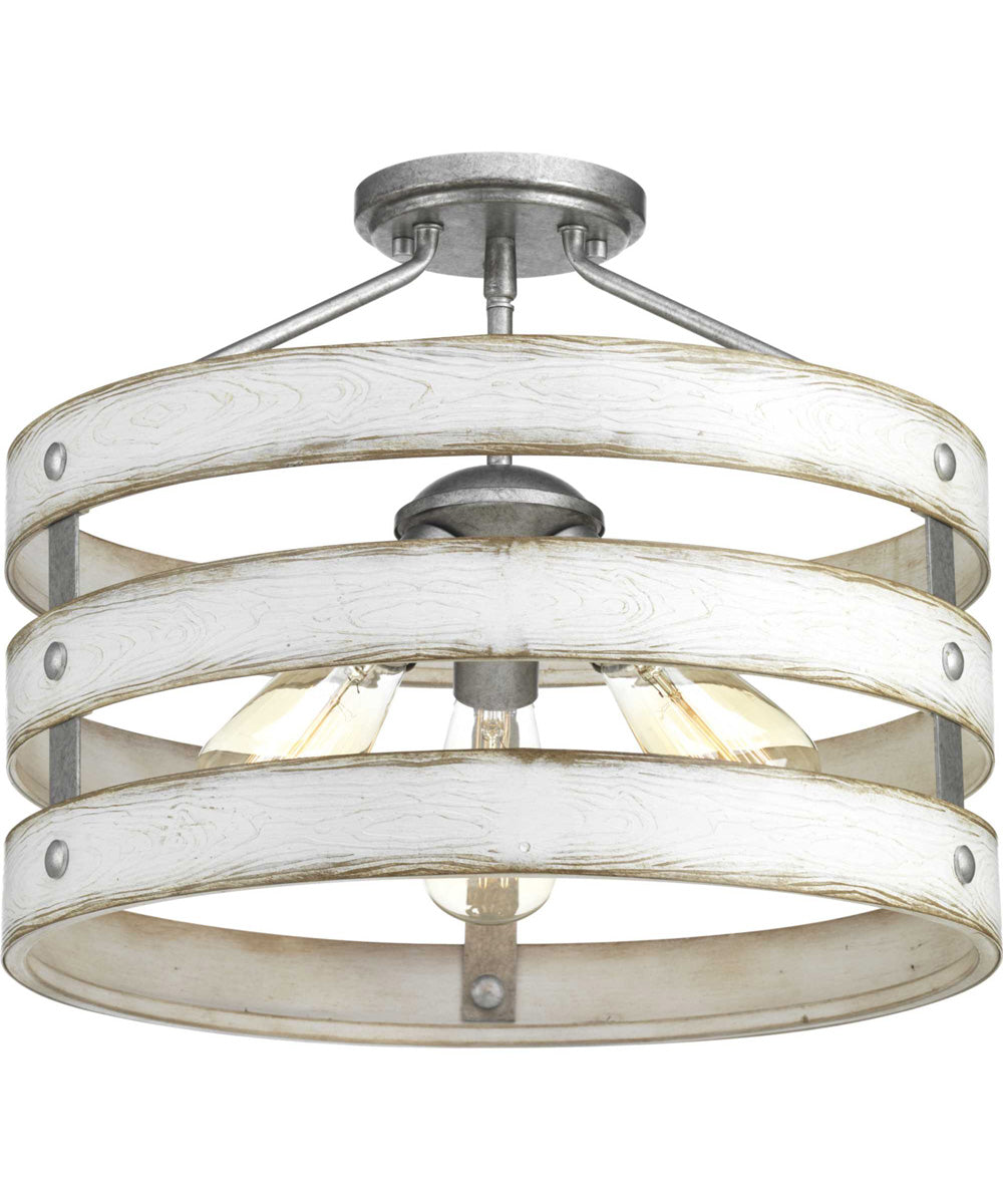 Gulliver 3-Light 17" Semi-Flush Convertible Galvanized Finish