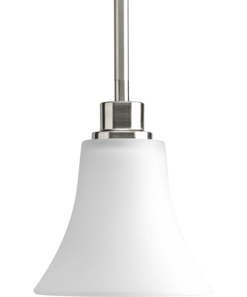 Joy 1-Light Etched Glass Traditional Mini-Pendant Light Brushed Nickel