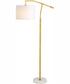 61"H 1-Light Floor Lamp Marble and Metal in Golde and White Marble with a Round Shade