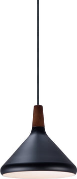 7"W Nordic 1-Light Pendant Walnut / Black
