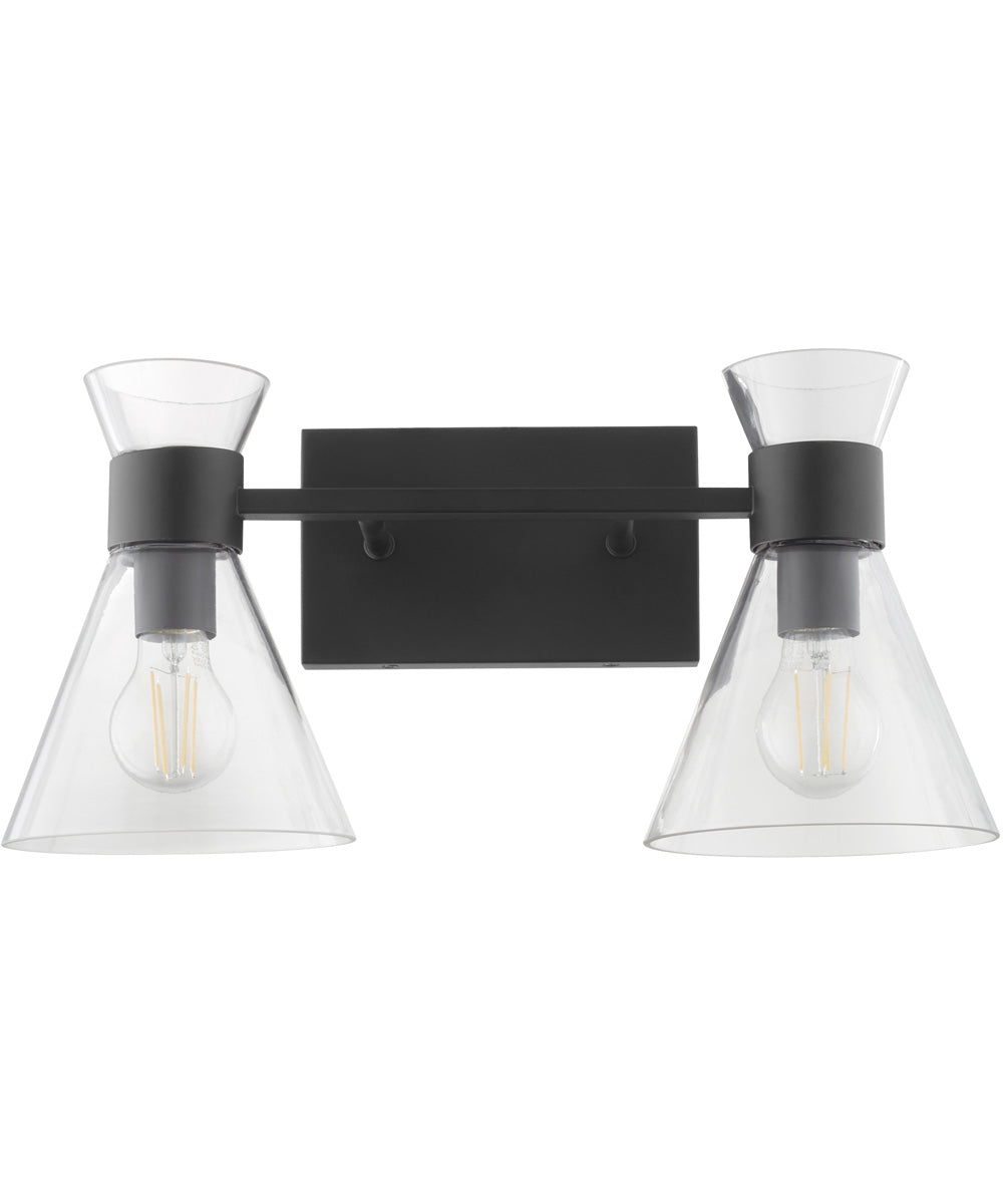 Beldar 2-light Bath Vanity Light Matte Black w/ Clear Glass