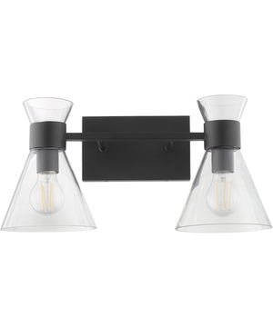 Beldar 2-light Bath Vanity Light Matte Black w/ Clear Glass