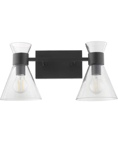 Beldar 2-light Bath Vanity Light Matte Black w/ Clear Glass