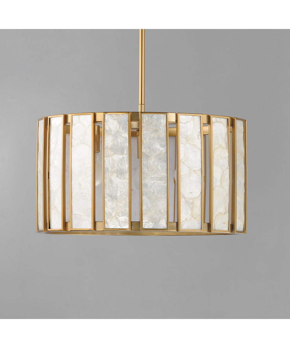 Miramar 3-Light Pendant Capiz / Natural Aged Brass