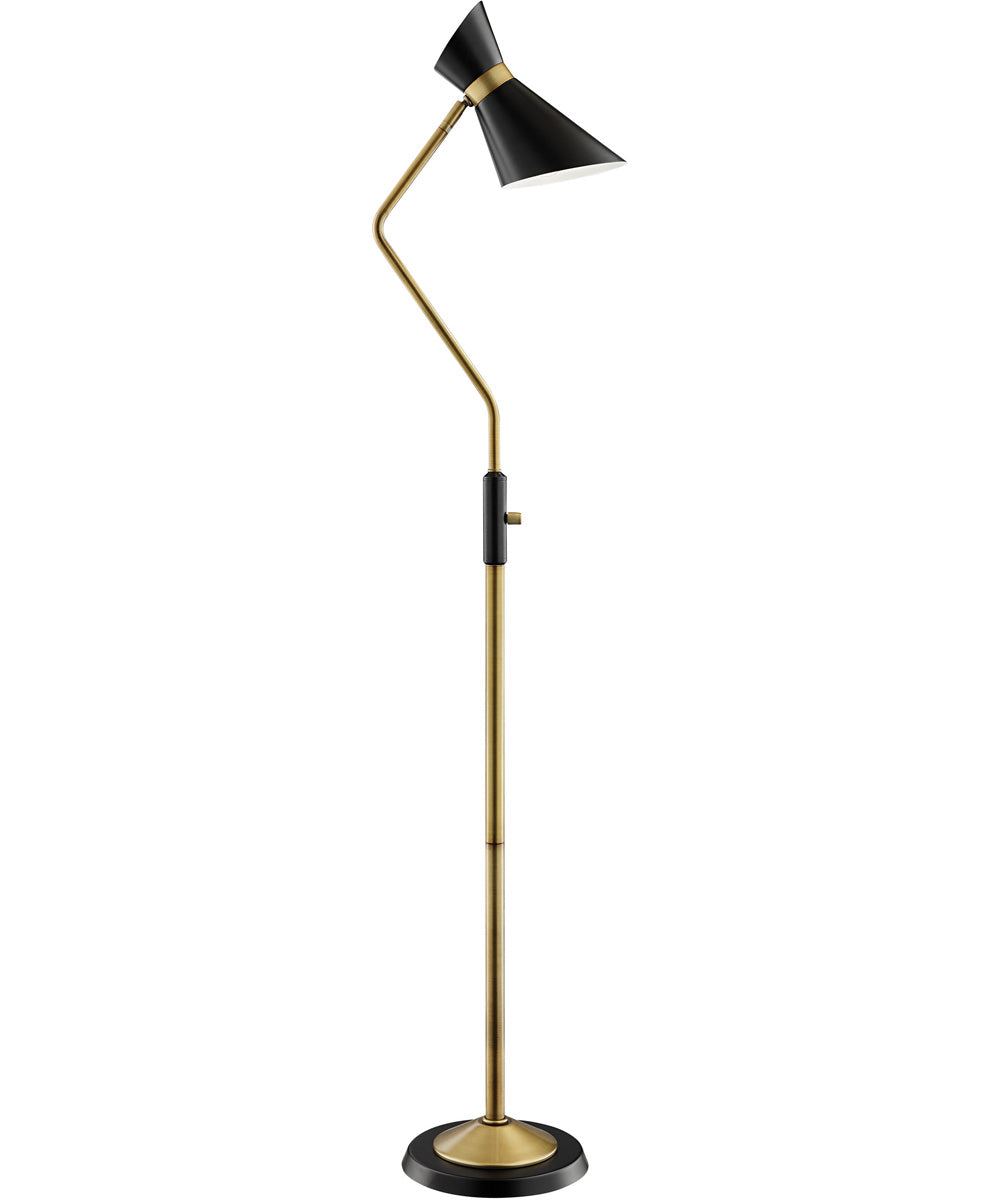 Jared 1-Light Floor Lamp Ab Finished/Black/Metal Shade