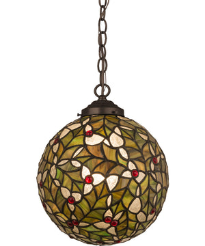 9" Wide Holly Ball Pendant