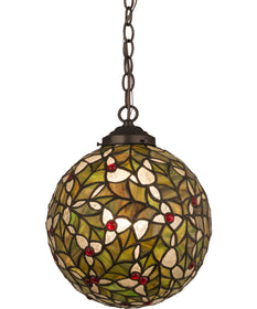 9" Wide Holly Ball Pendant