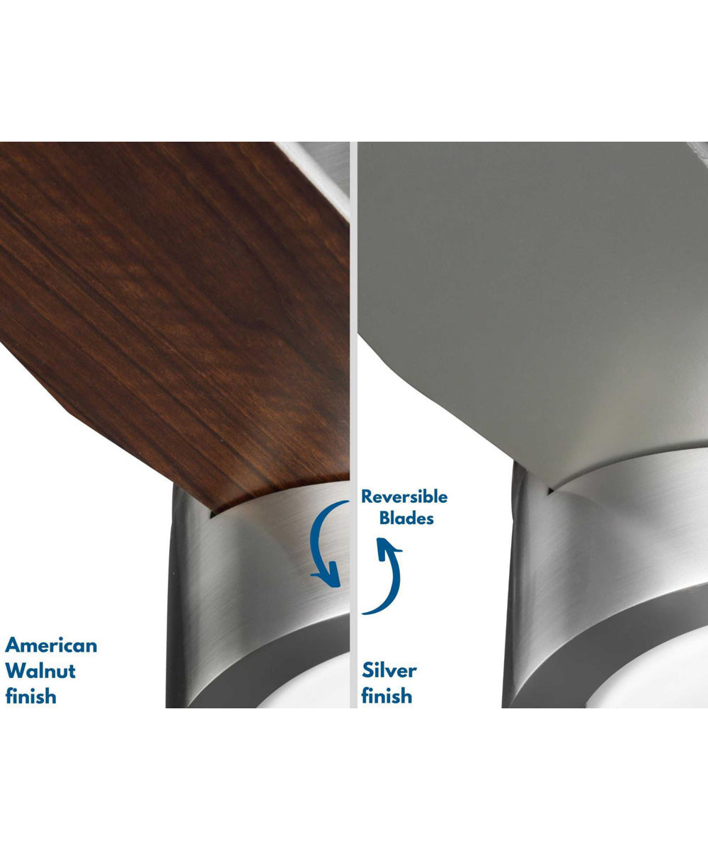 Braden 44" 3-Blade LED Mid-Century Modern Indoor Hugger Ceiling Fan Brushed Nickel