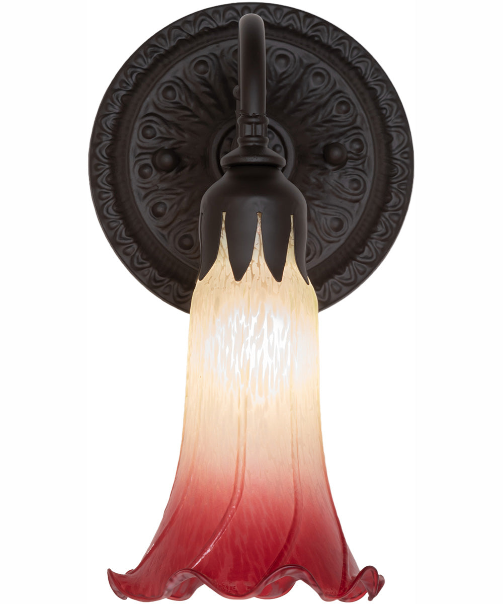 5.5" Wide Seafoam/Cranberry Tiffany Pond Lily Wall Sconce