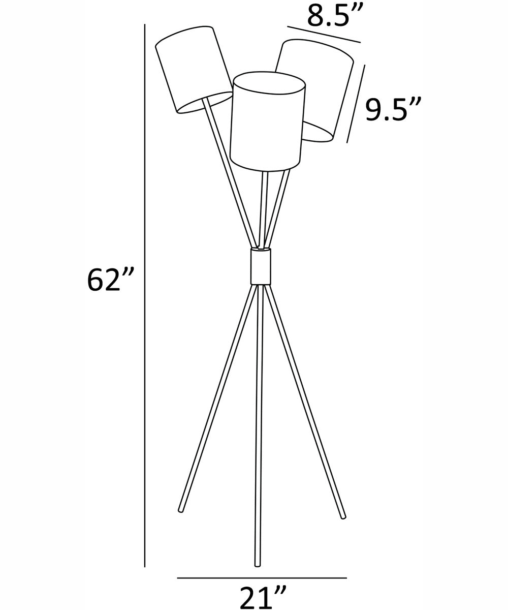 Crisanta 3-Light 3-Light Floor Lamp Gold/White Velvet Shade