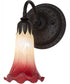 5.5" Wide Seafoam/Cranberry Tiffany Pond Lily Wall Sconce