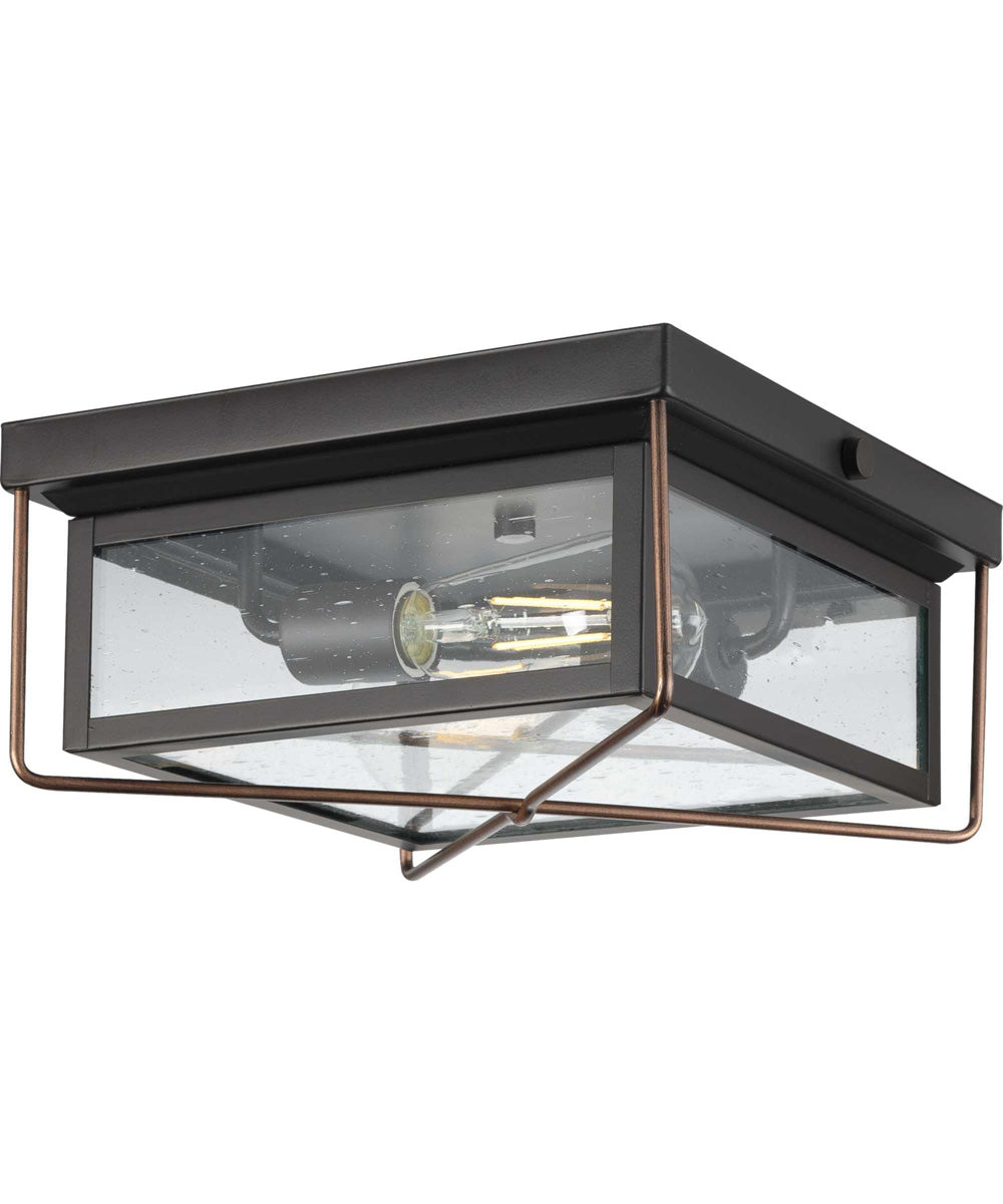 Barlowe 2-Light Clear Seeded Glass Farmhouse Style Flush Mount Ceiling Light Antique Bronze