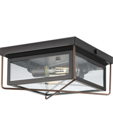 Barlowe 2-Light Clear Seeded Glass Farmhouse Style Flush Mount Ceiling Light Antique Bronze