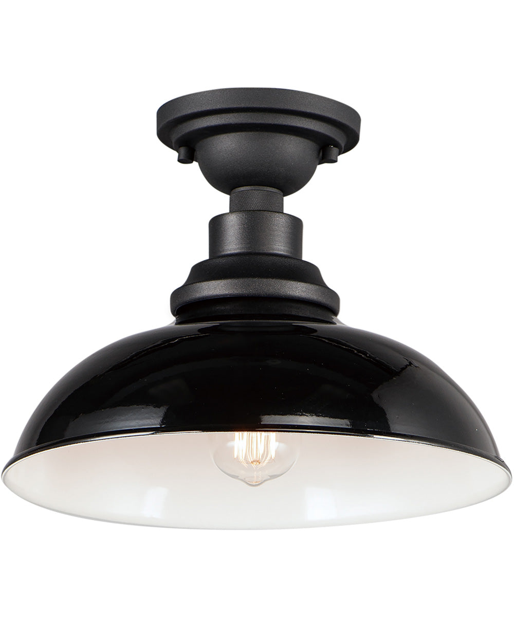 Granville 1-Light Flush Mount Gloss Black / Black