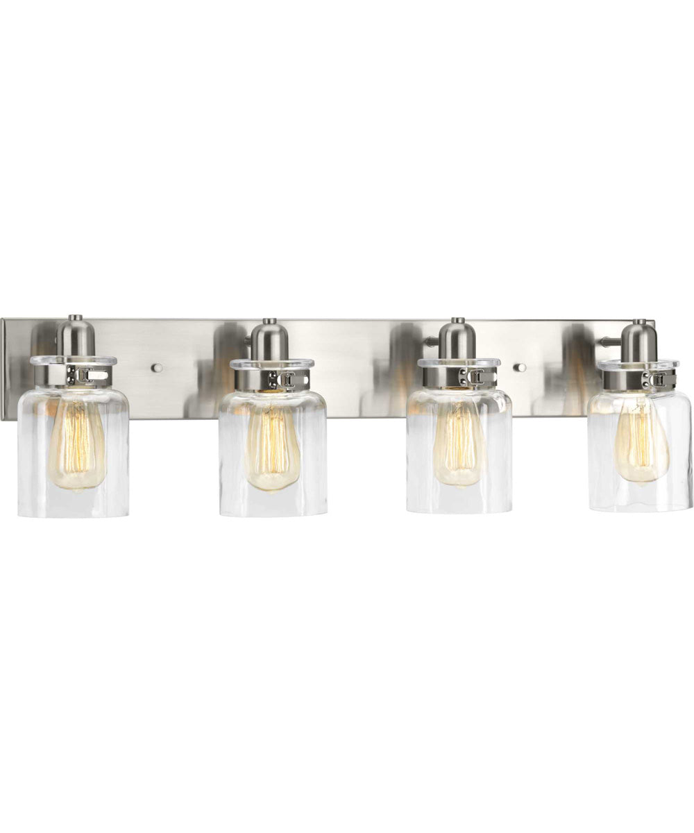 Calhoun 4-Light Clear Glass Farmhouse Bath Vanity Light Brushed Nickel