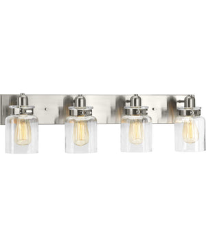 Calhoun 4-Light Clear Glass Farmhouse Bath Vanity Light Brushed Nickel