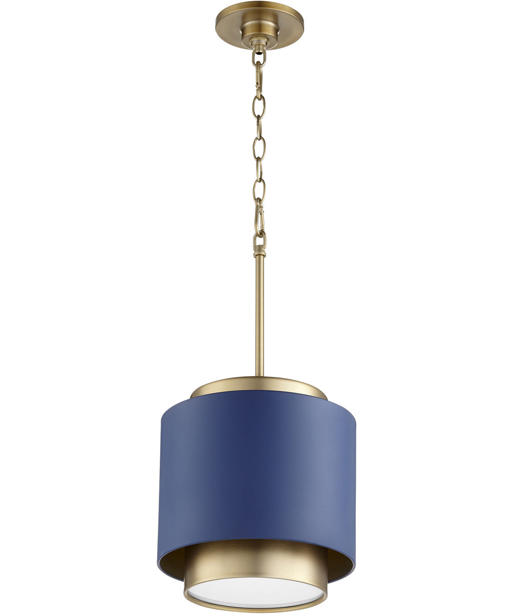 1-light Pendant Aged Brass w/ Blue