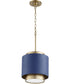 1-light Pendant Aged Brass w/ Blue